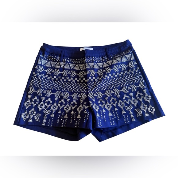 LUCY PARIS Navy Blue Cross Stitch Embroidered Shorts Sz L 42 poll on summer - Picture 3 of 14